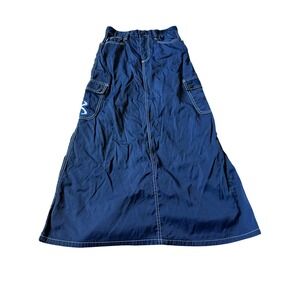 VTG X-Girl Blue Contrast Stitch Maxi Cargo Skirt Y2K Streetwear Women Size S/M